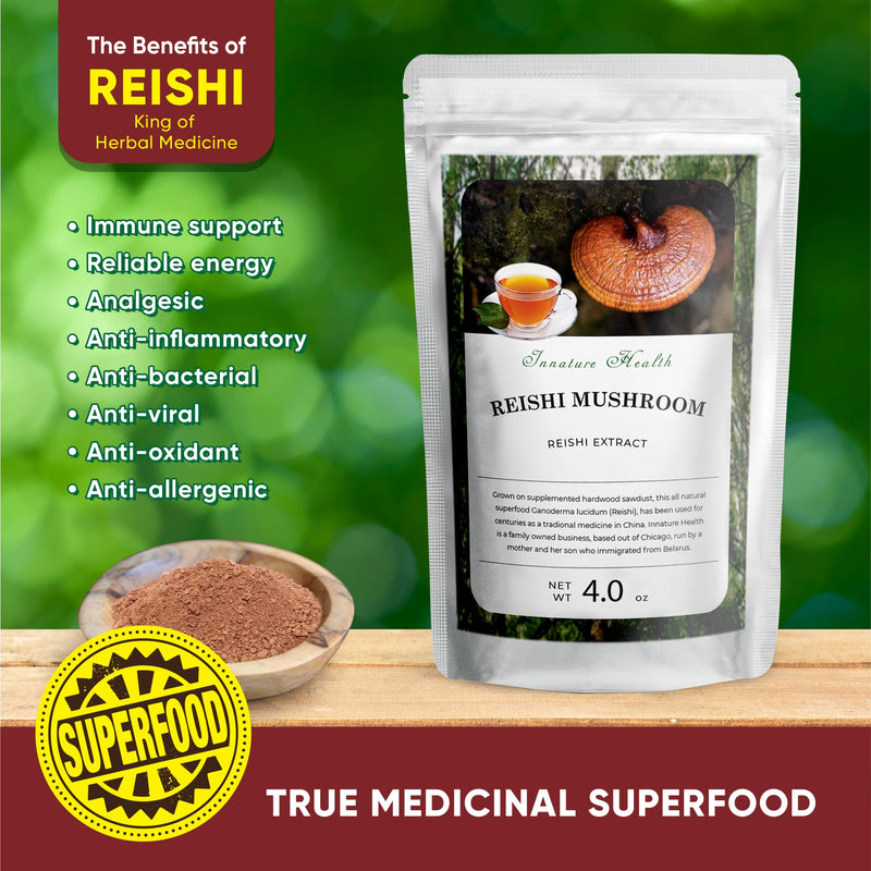 Red Reishi Mushroom Powder (4 oz) – Stress and Immune Support – Sleep Promoting
