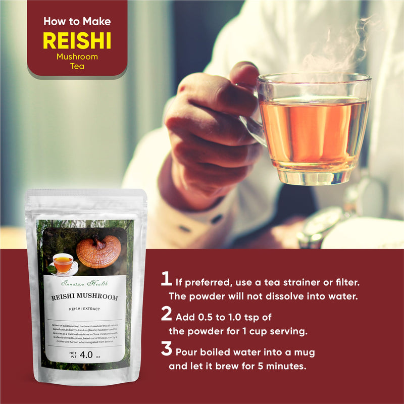 Red Reishi Mushroom Powder (4 oz) – Stress and Immune Support – Sleep Promoting